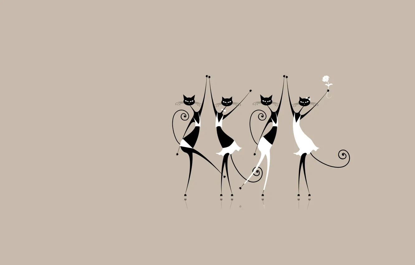 Photo wallpaper cat, holiday, dance, vector, art