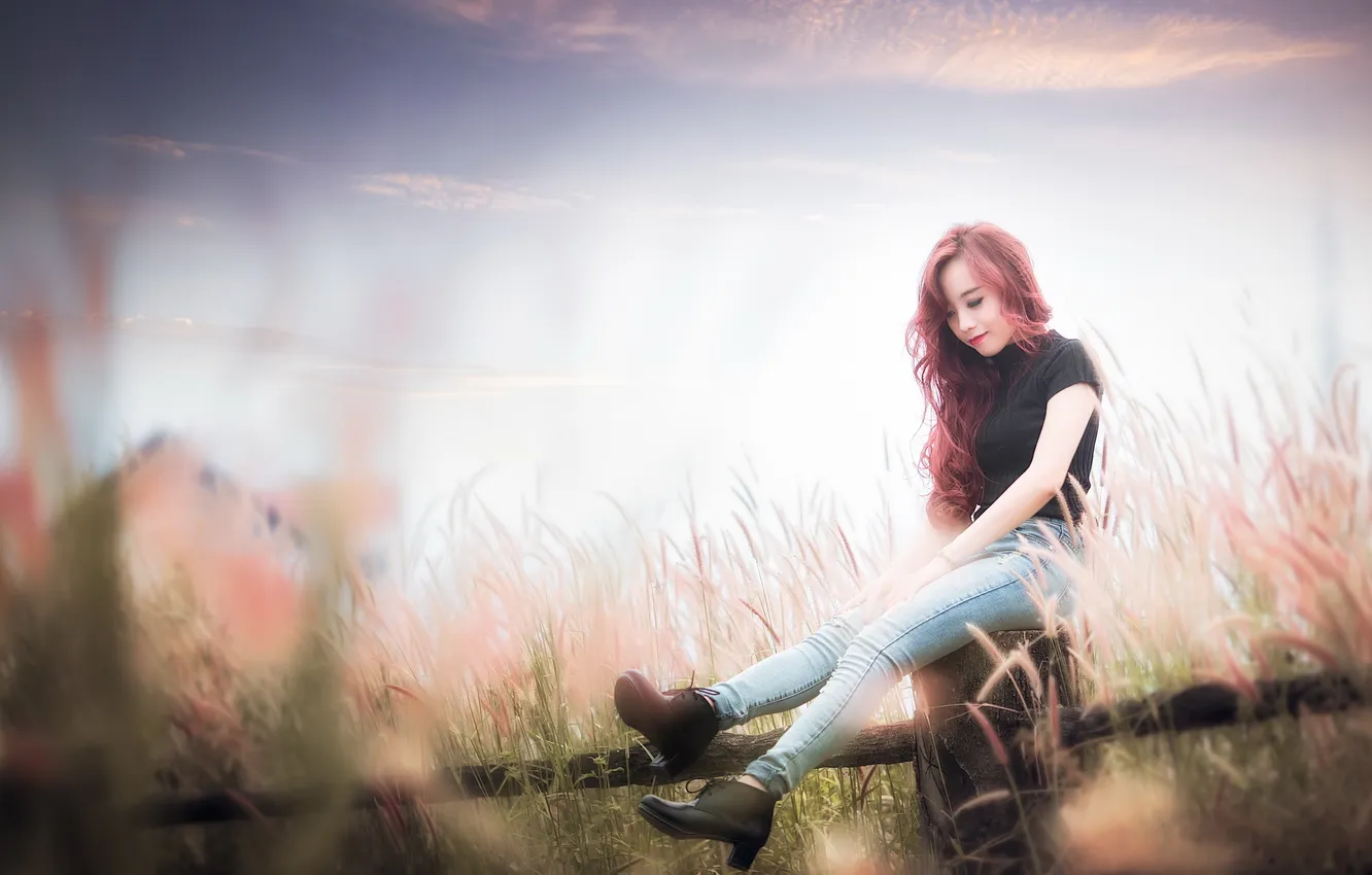 Photo wallpaper girl, the fence, Asian