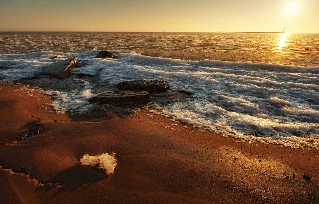 Photo wallpaper beach, morning, beach, sunrise, Oak Street