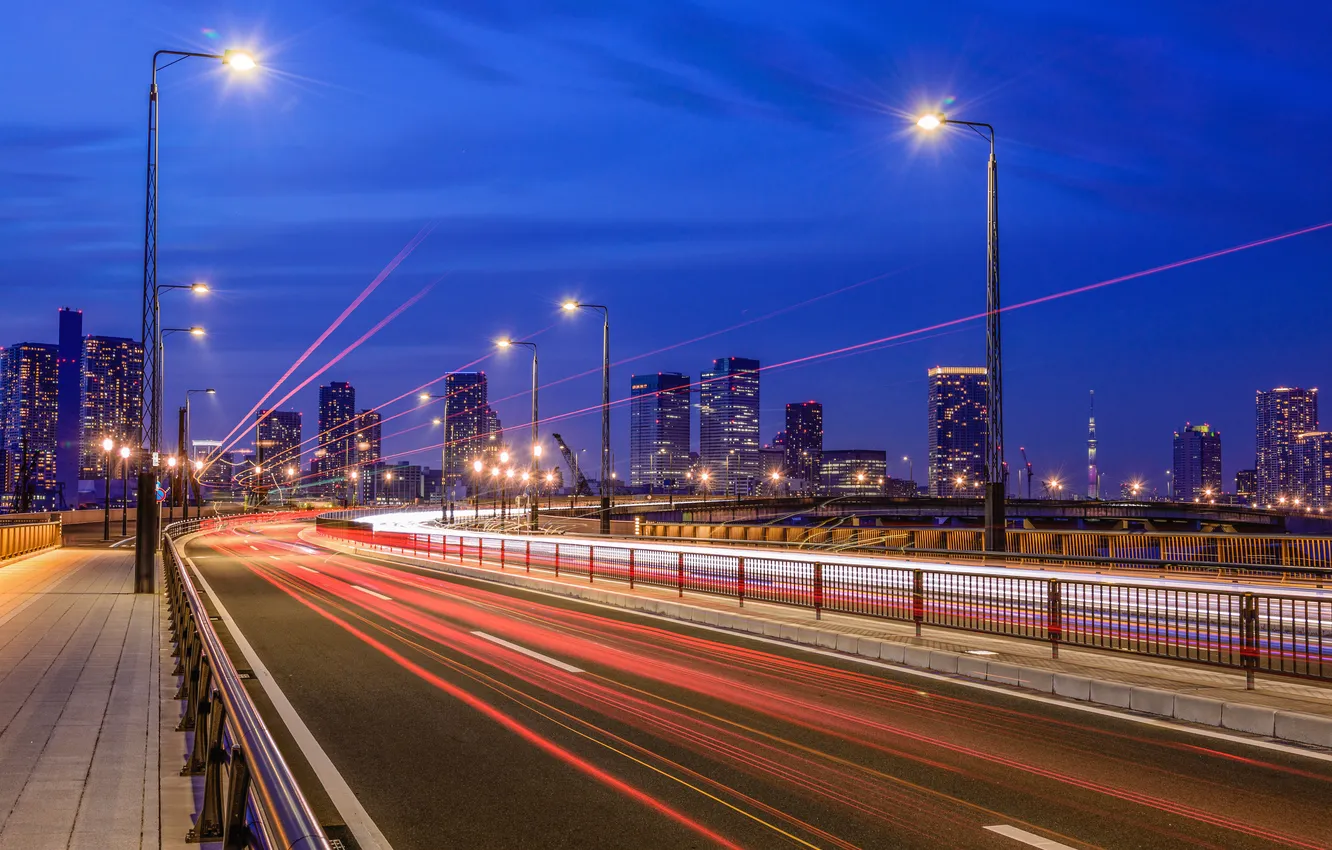 Photo wallpaper road, night, lights, home, Japan, Tokyo, lights, Tokyo