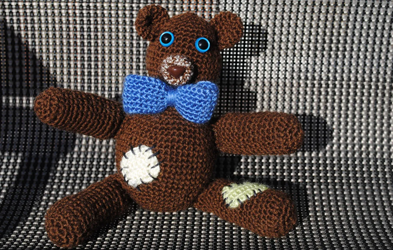 Photo wallpaper look, toy, bear, patches