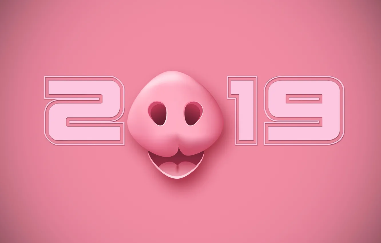 Photo wallpaper new year, Piglet, 2019