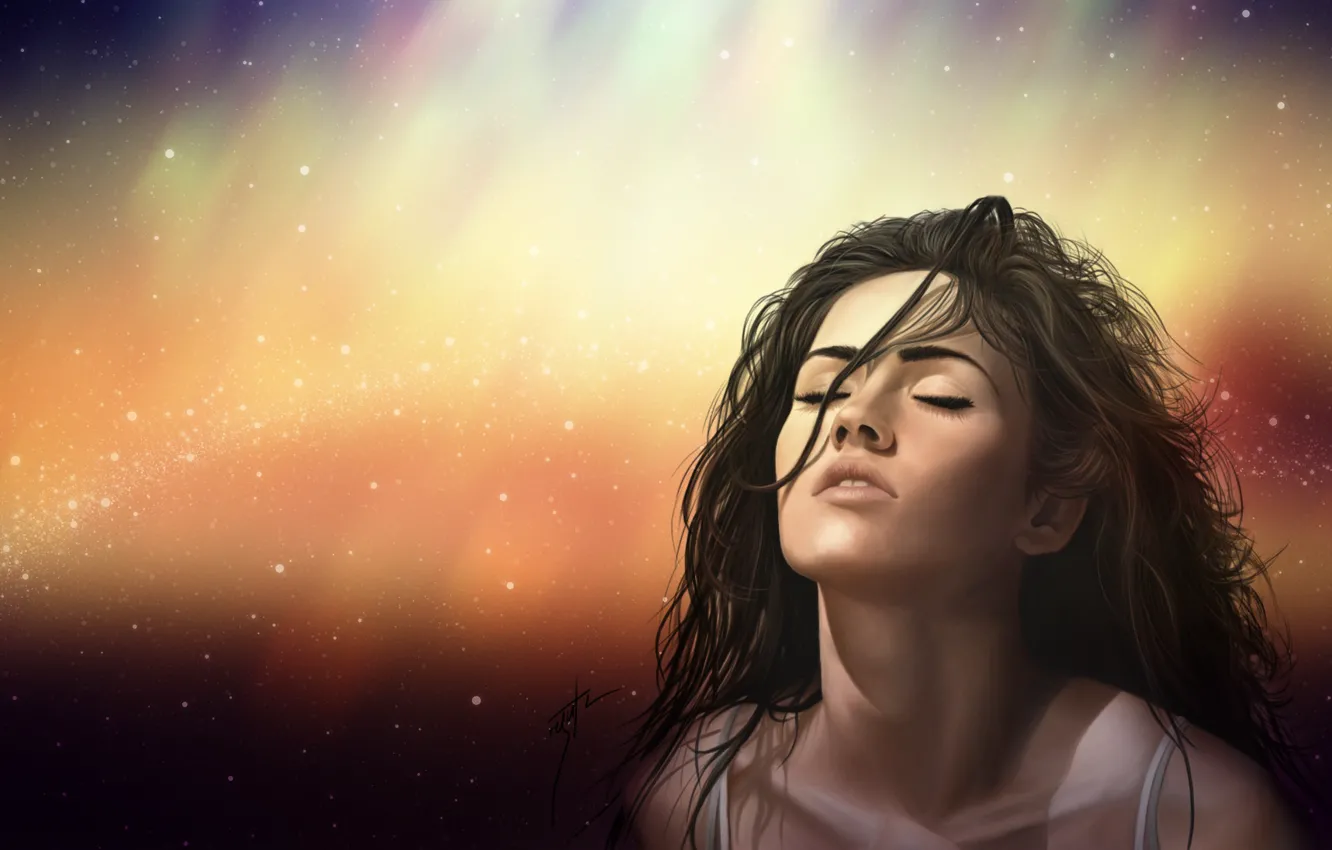 Photo wallpaper face, Megan Fox, hair, figure, portrait, actress, art, lips