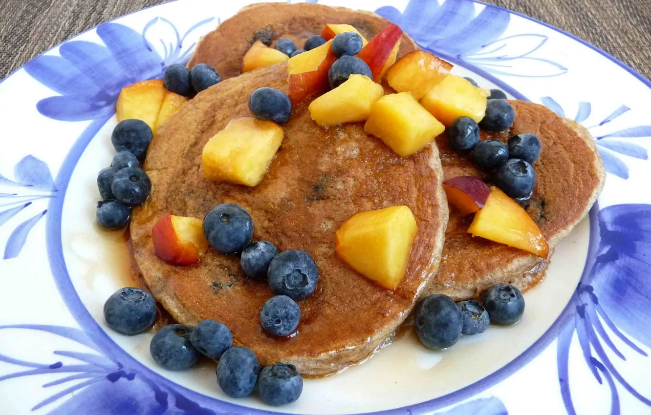 Photo wallpaper berries, pancakes, blueberries