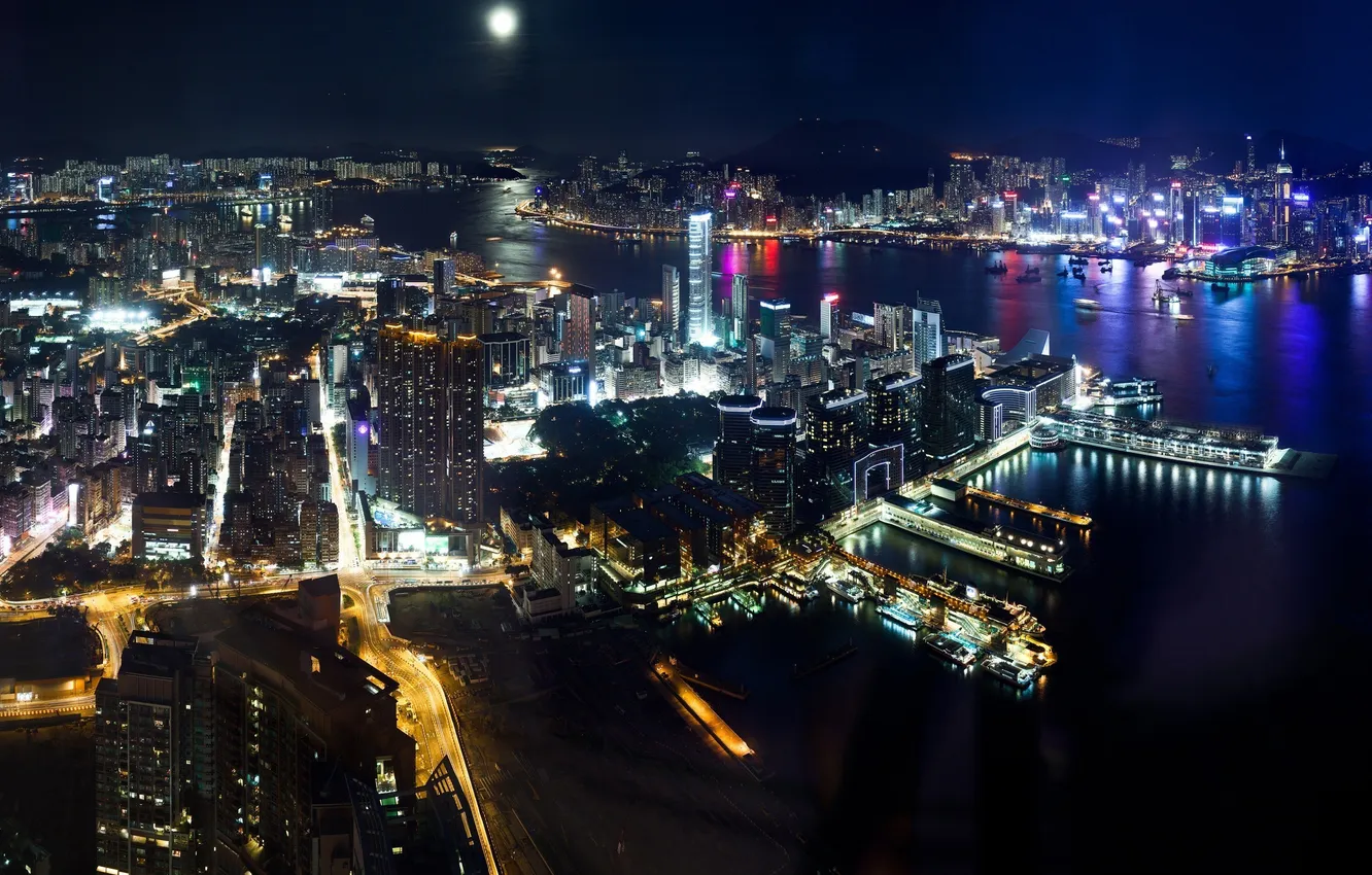 Photo wallpaper night, the city, lights