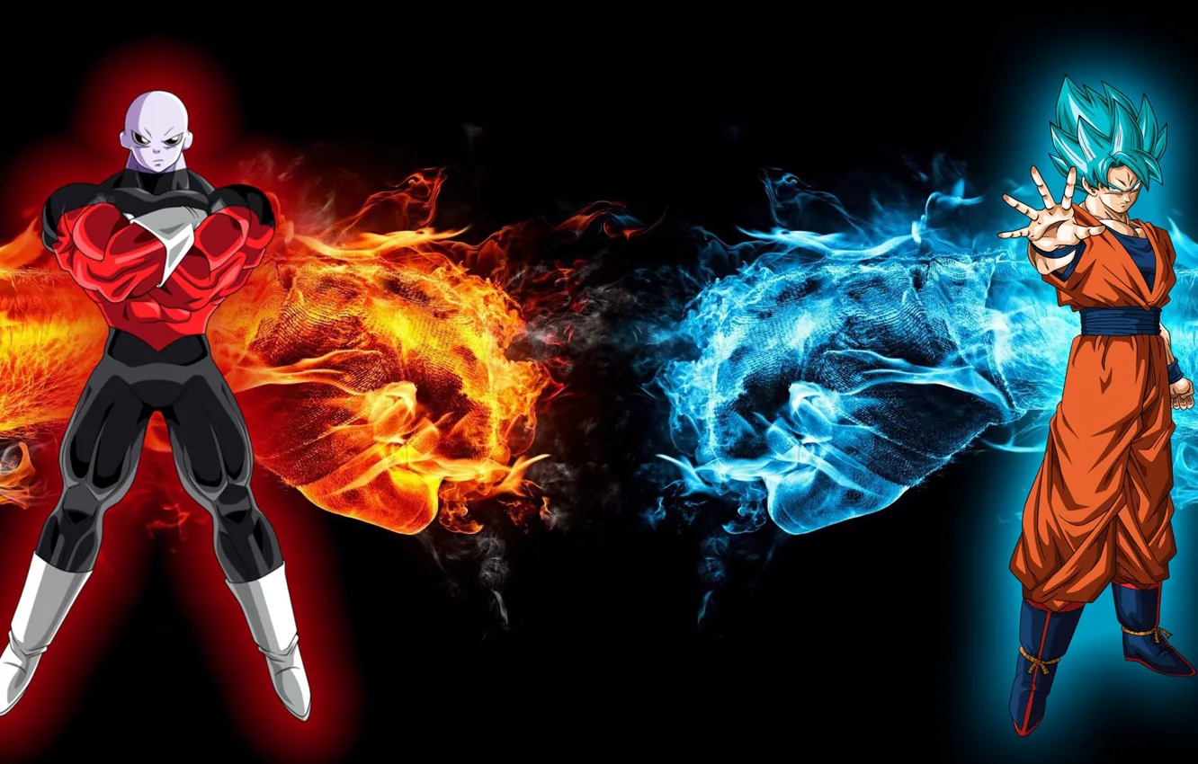 Photo wallpaper fire, red, flame, ice, game, alien, blue, anime