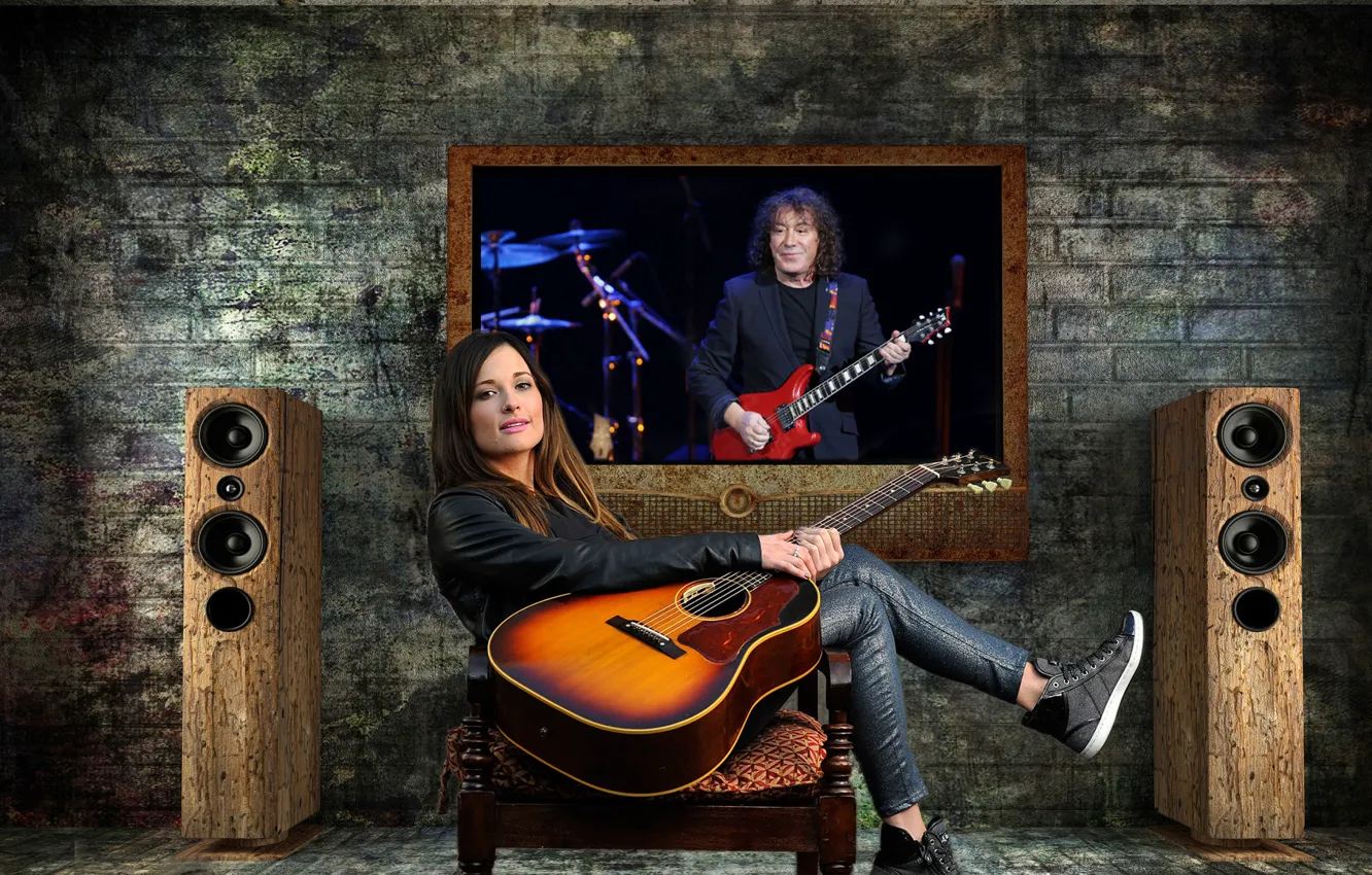 Photo wallpaper girl, guitar, Kuzmin