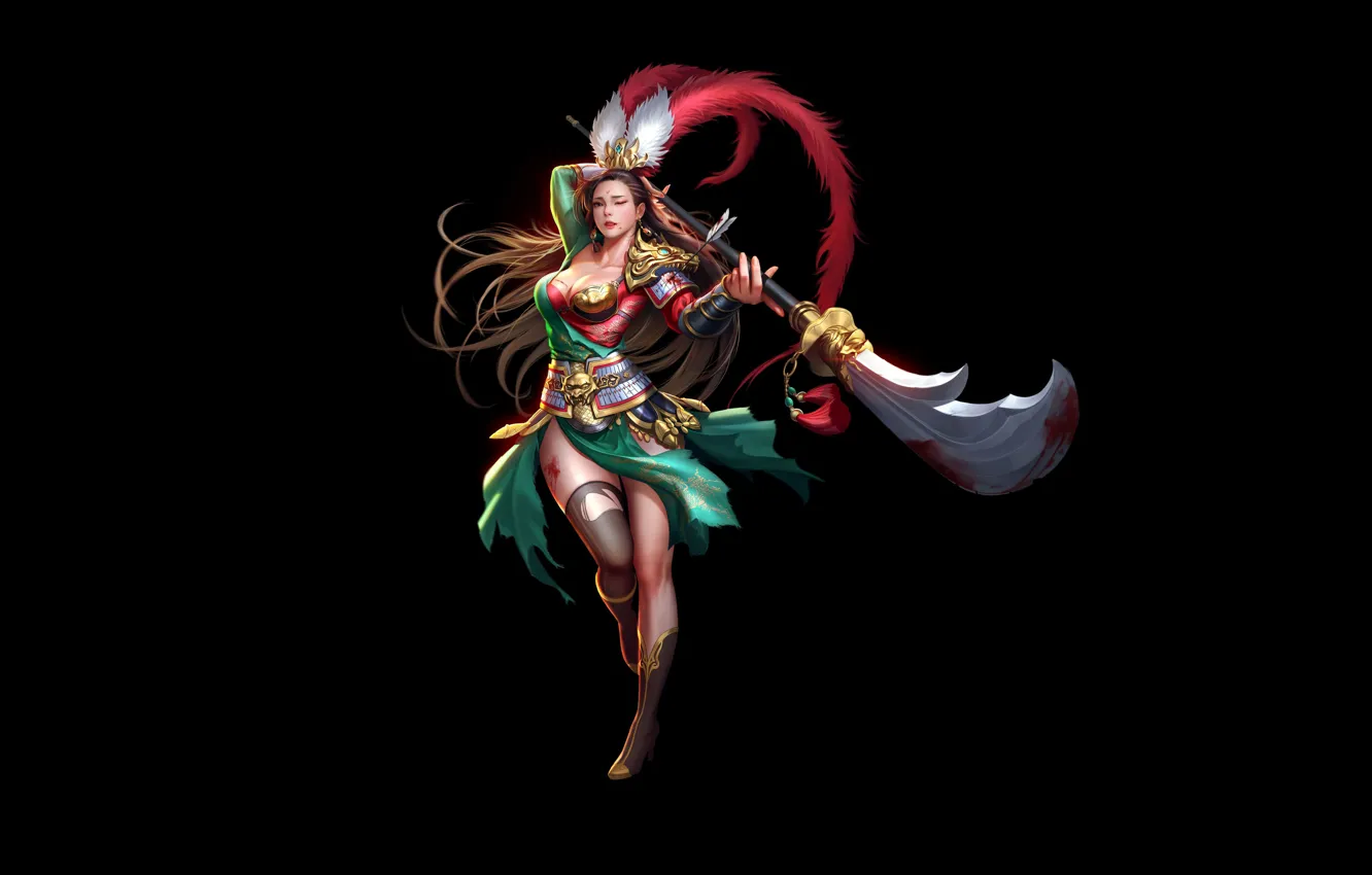 Photo wallpaper girl, style, background, minimalism, art, spear, girl, Asian