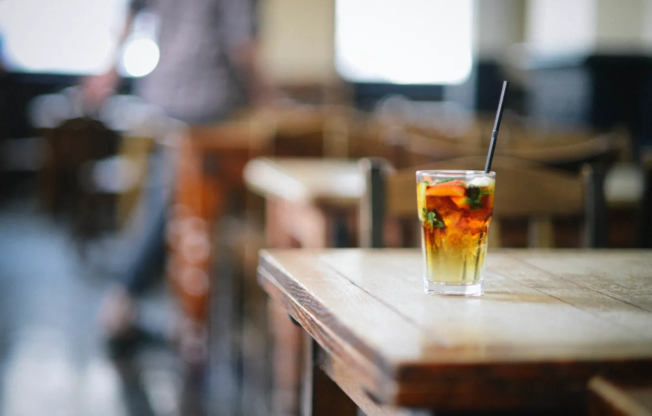 Photo wallpaper glass, strawberry, cocktail, tube