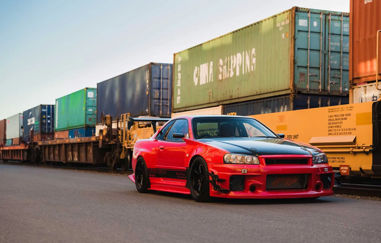 Wallpaper Red, GT-R, Skyline, R34 images for desktop, section nissan ...