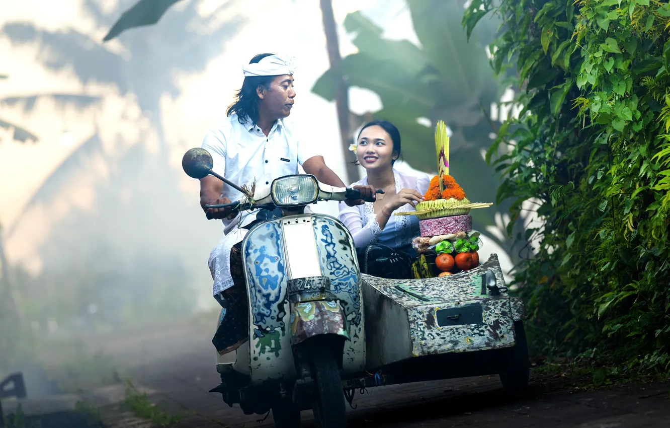 Photo wallpaper Men, Women, Villagers