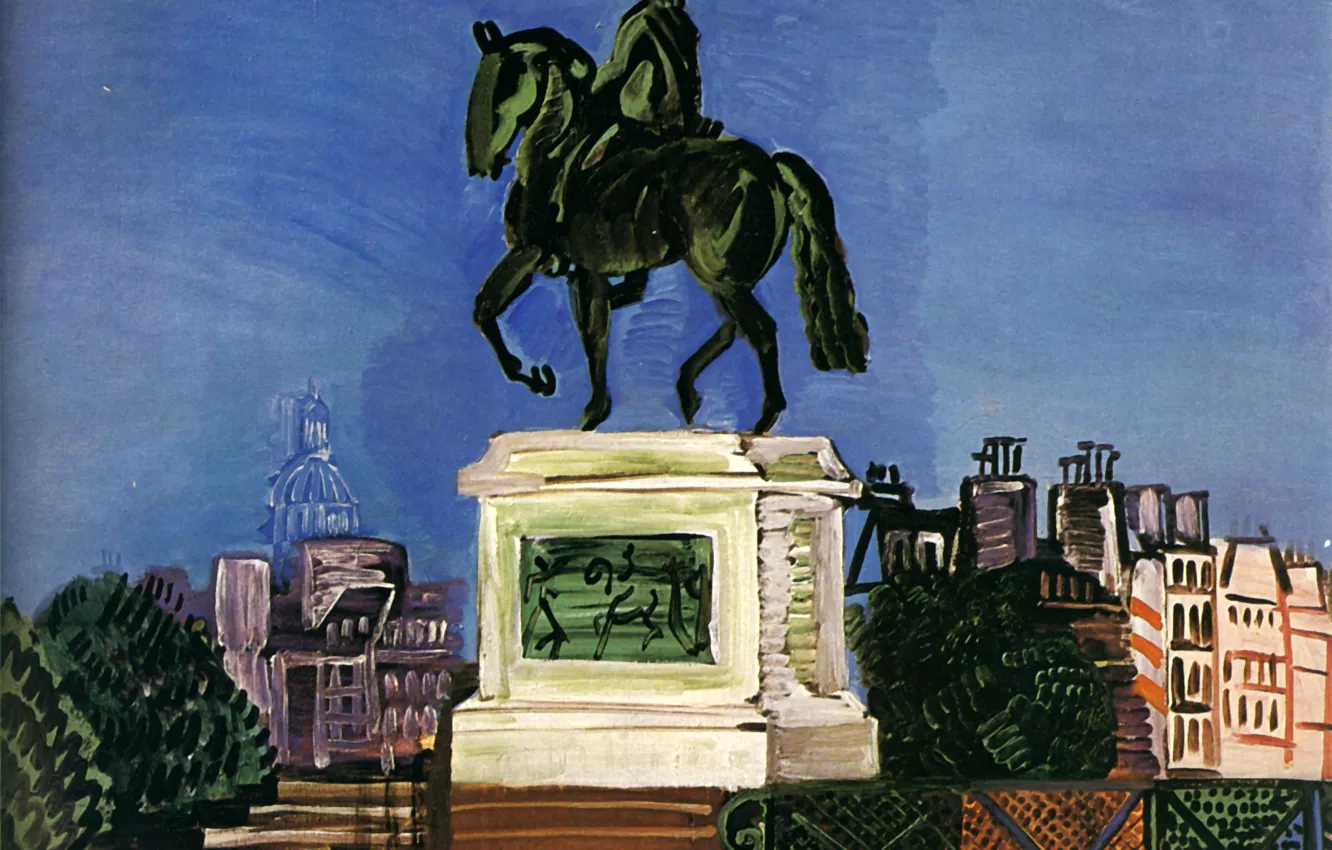 Photo wallpaper New York, 1926, Huile sur Toile, Raoul Dufy, Perls Galleries, Gallant green, The vert Galant