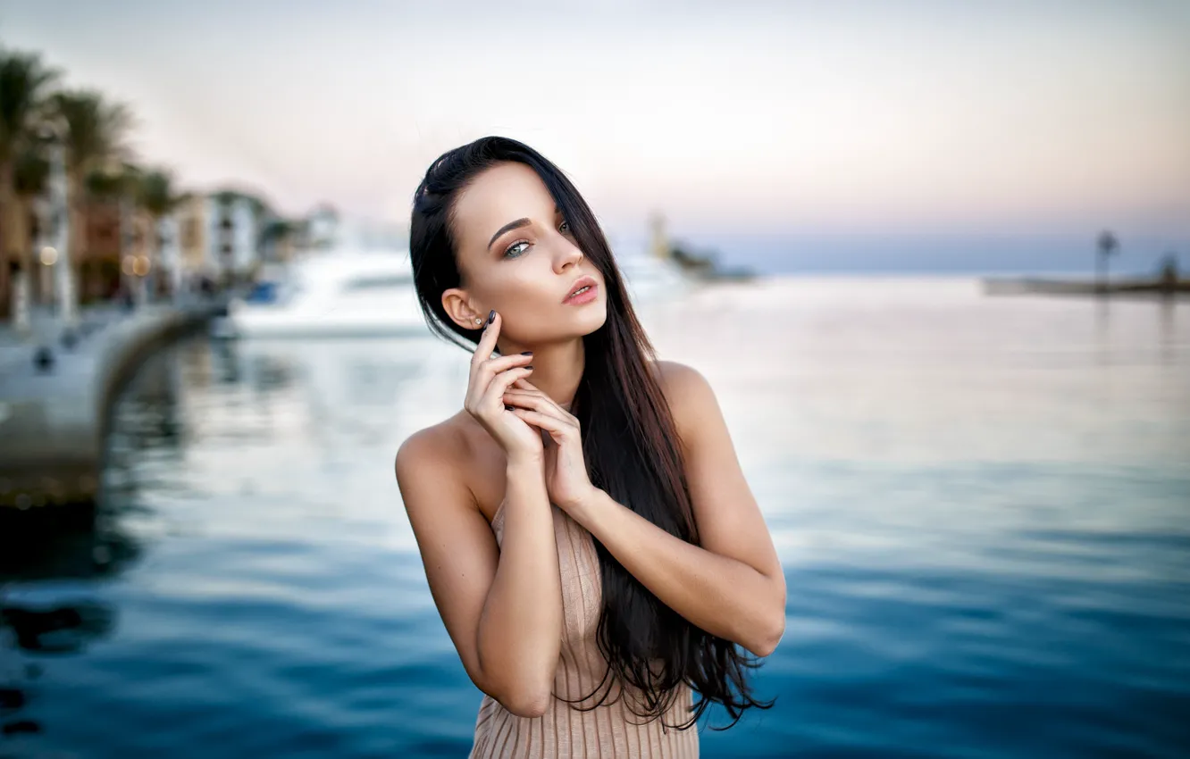 Photo wallpaper sea, look, girl, Angelina Petrova