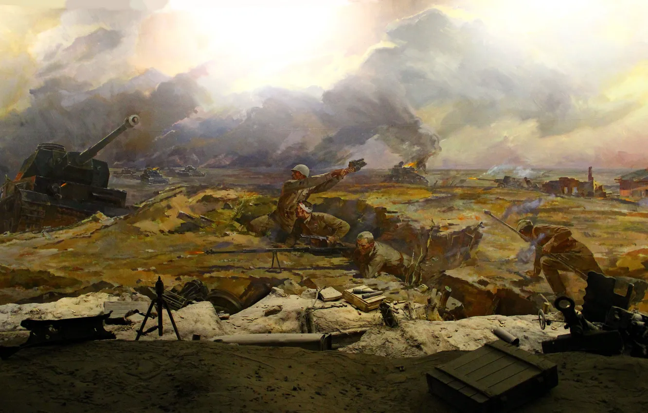 Photo wallpaper war, attack, picture, soldiers, tank, the Germans, garnet, fragment