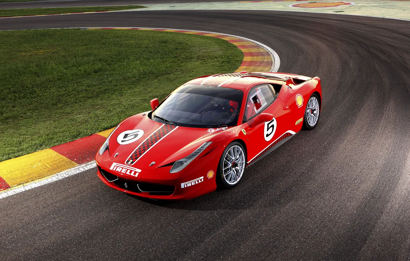 Photo wallpaper Ferrari, Ferrari, red, track, 458 Challenge 2011