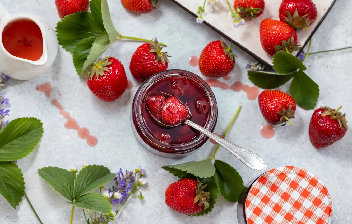 Photo wallpaper berries, strawberry, jam