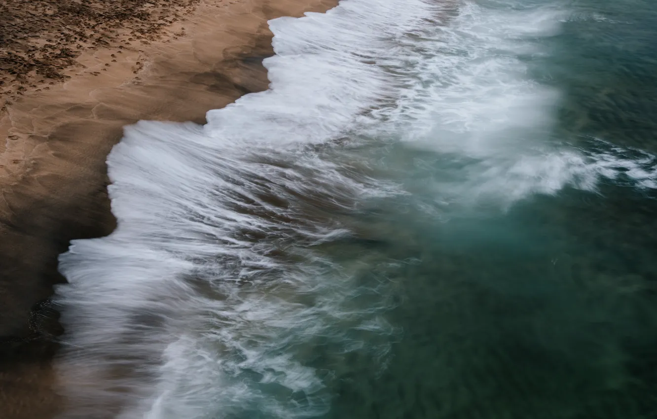 Photo wallpaper sand, sea, wave, beach, water, nature, shore, surf