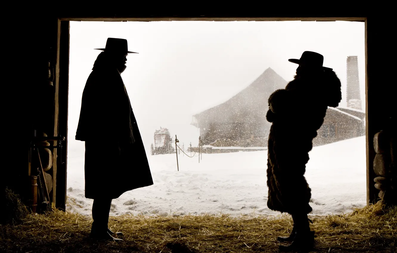Photo wallpaper snow, hat, silhouette, hay, Blizzard, Tarantino, tarantino, Samuel l Jackson
