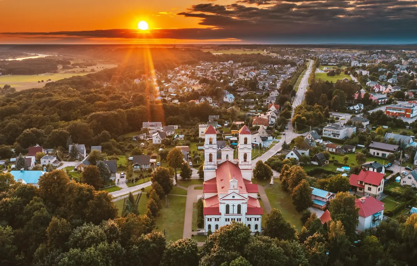 Photo wallpaper church, Lithuania, Kaunas, Raudondvaris