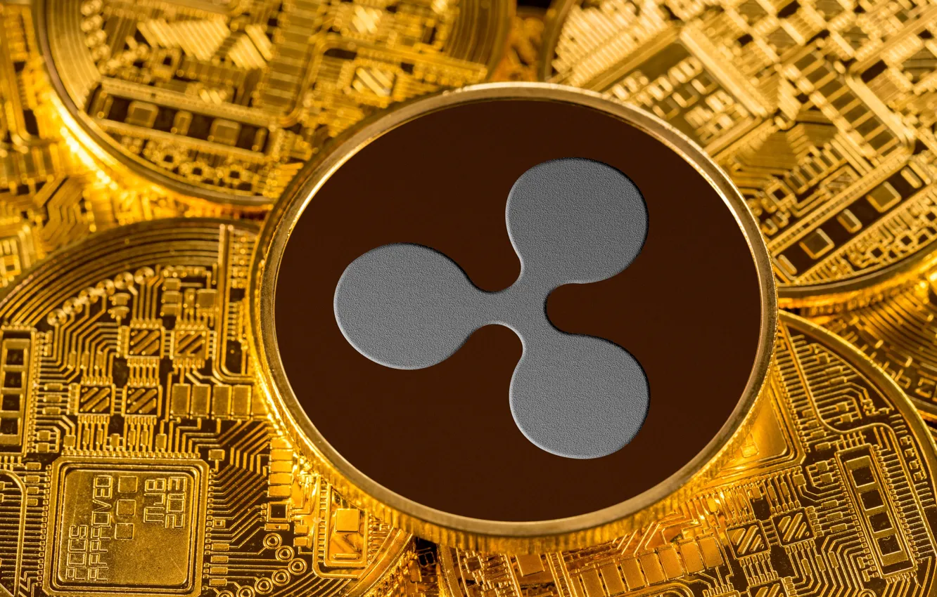 Photo wallpaper blur, coins, coin, ripple, cryptocurrency, RIPL