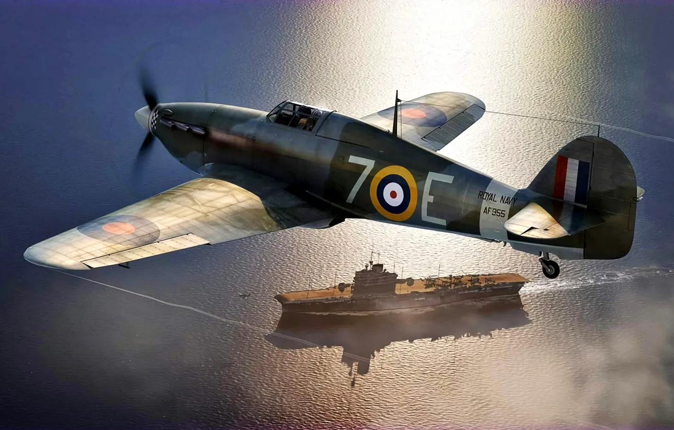 Photo wallpaper the carrier, Hawker Hurricane, Royal Navy, Sea Hurricane Mk.IB