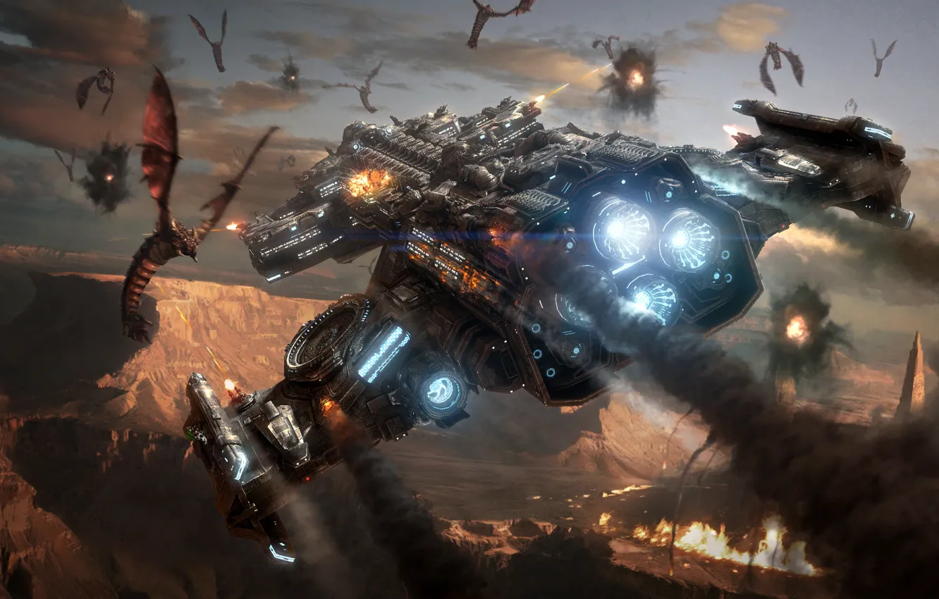 Photo wallpaper starcraft2, Zerg, battlecruiser