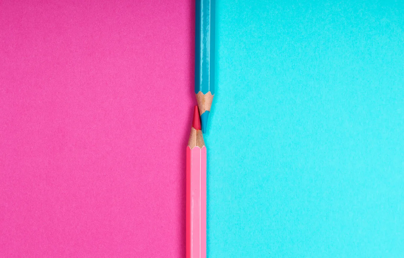 Photo wallpaper background, pink, blue, color, texture, pencils, contrast, pair