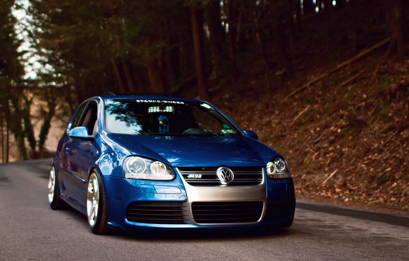 Photo wallpaper blue, tuning, volkswagen, before, Golf, R32, golf