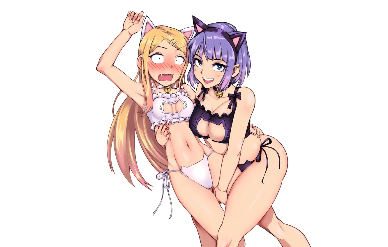 Photo wallpaper sexy, lingerie, bra, cleavage, panties, long hair, legs, girls