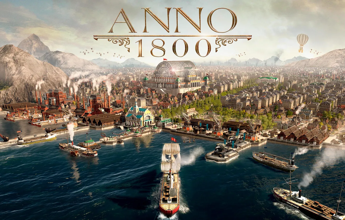 Photo wallpaper sea, the city, ships, simulator, Gamescom 2018, Anno 1800, The year 1800