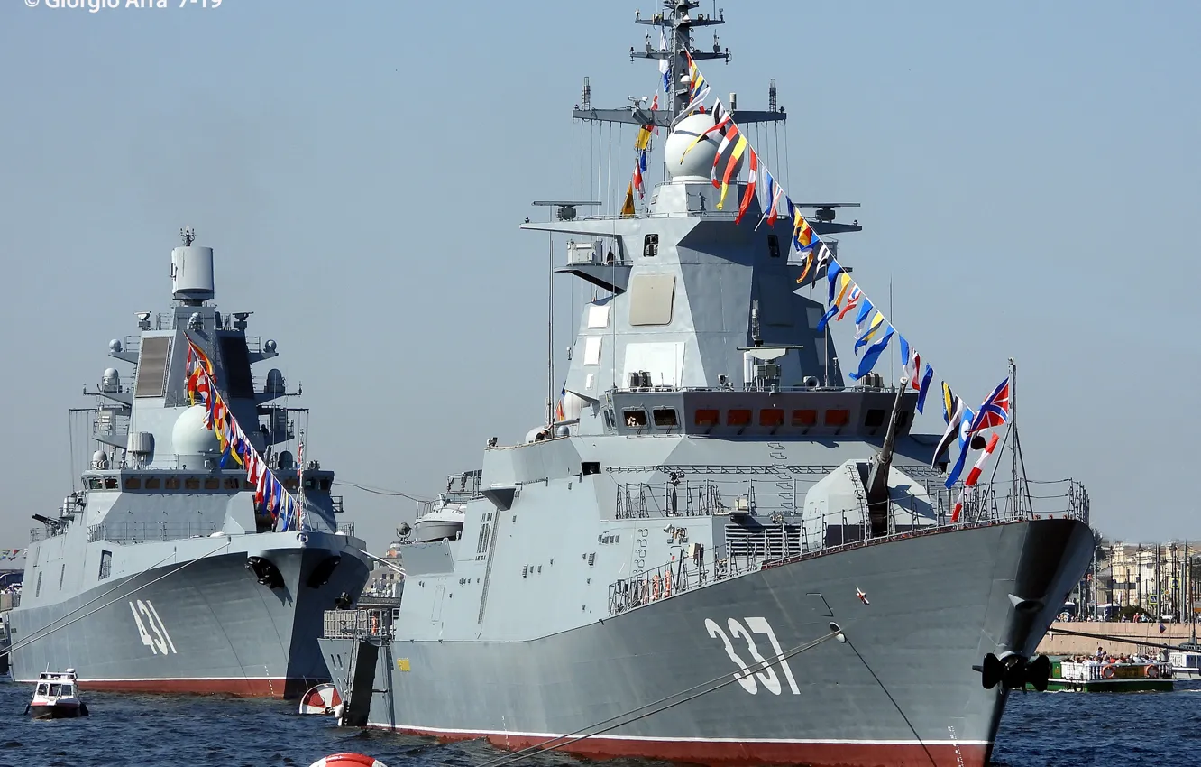Photo wallpaper ship, parade, combat, Neva