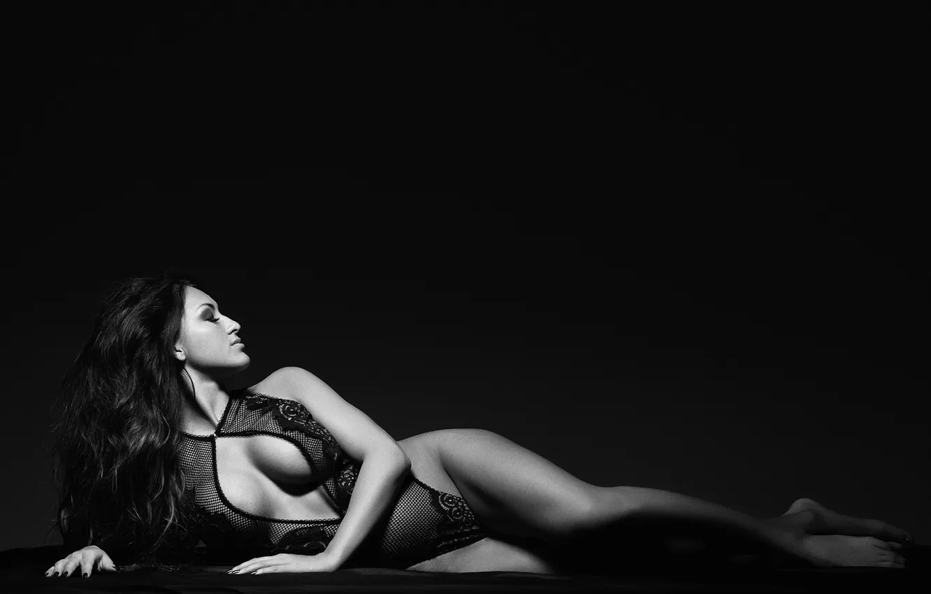 Photo wallpaper lingerie, pose, model, brunette, boobs