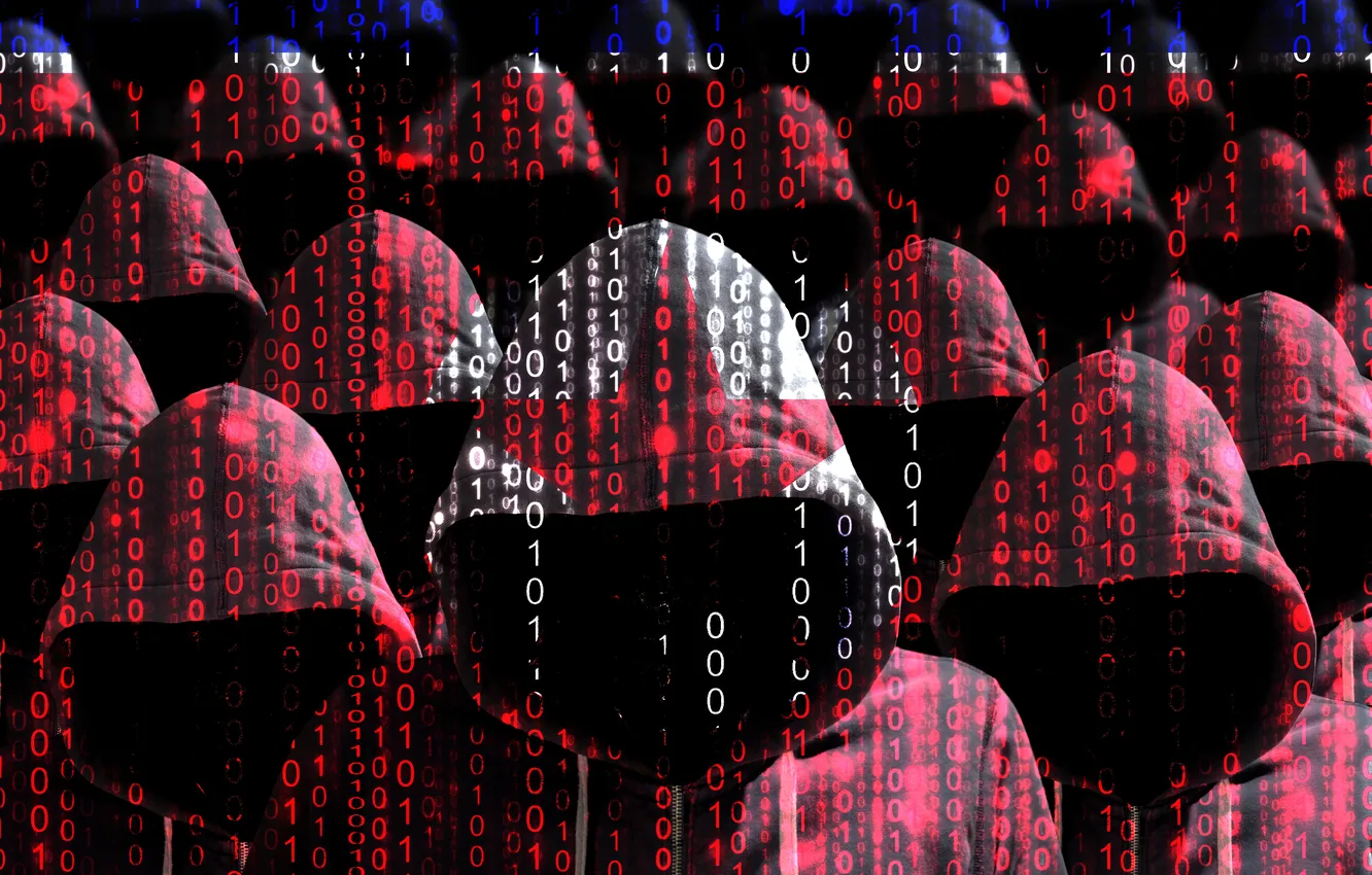 Photo wallpaper flag, group, hacking, data, hacker, identity, hoody, espionage