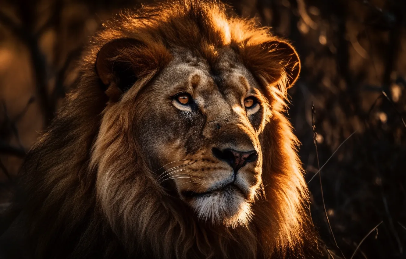 Photo wallpaper look, face, predator, Leo, big cat, digital art, AI art, The Art of Artificial Intelligence