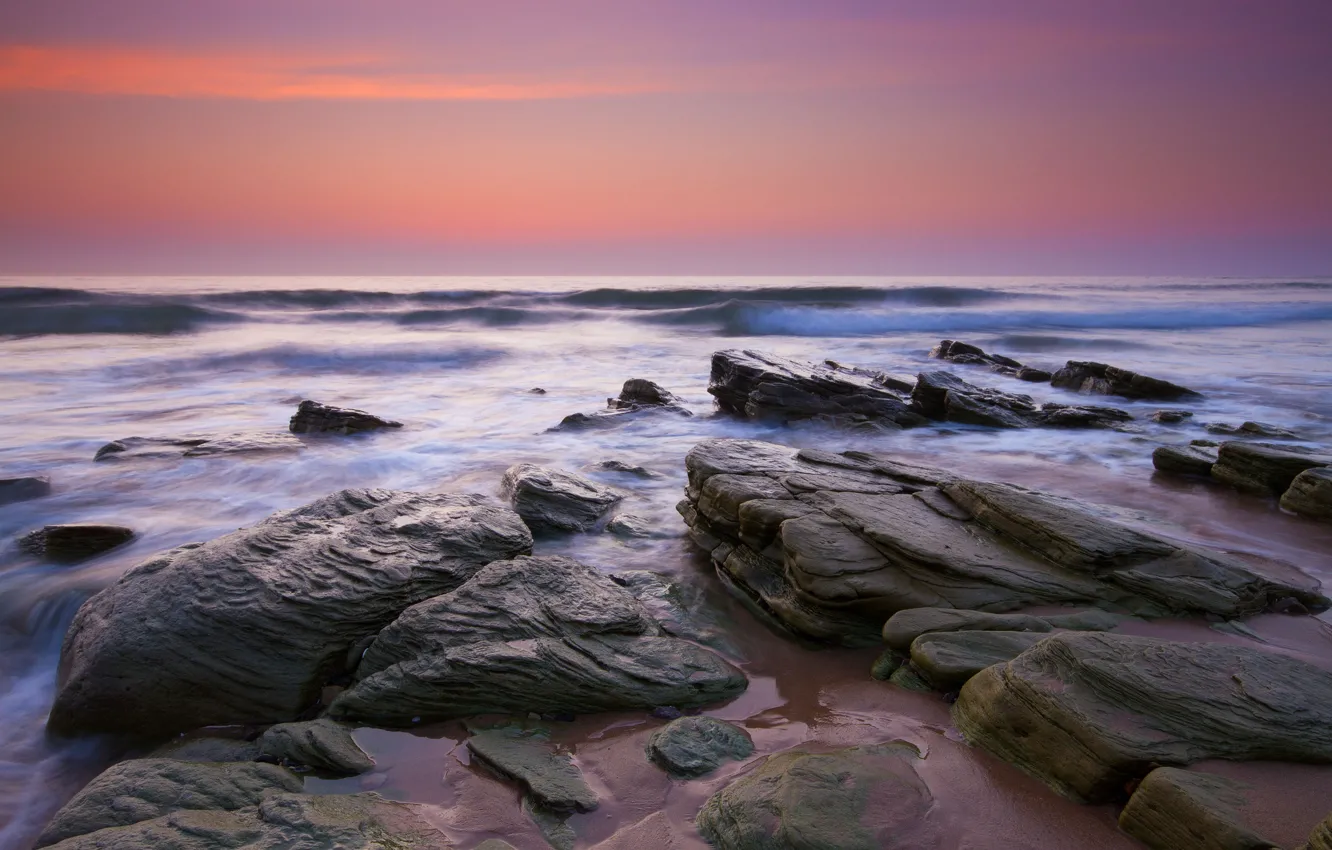 Photo wallpaper sea, wave, the sky, nature, stones, the evening