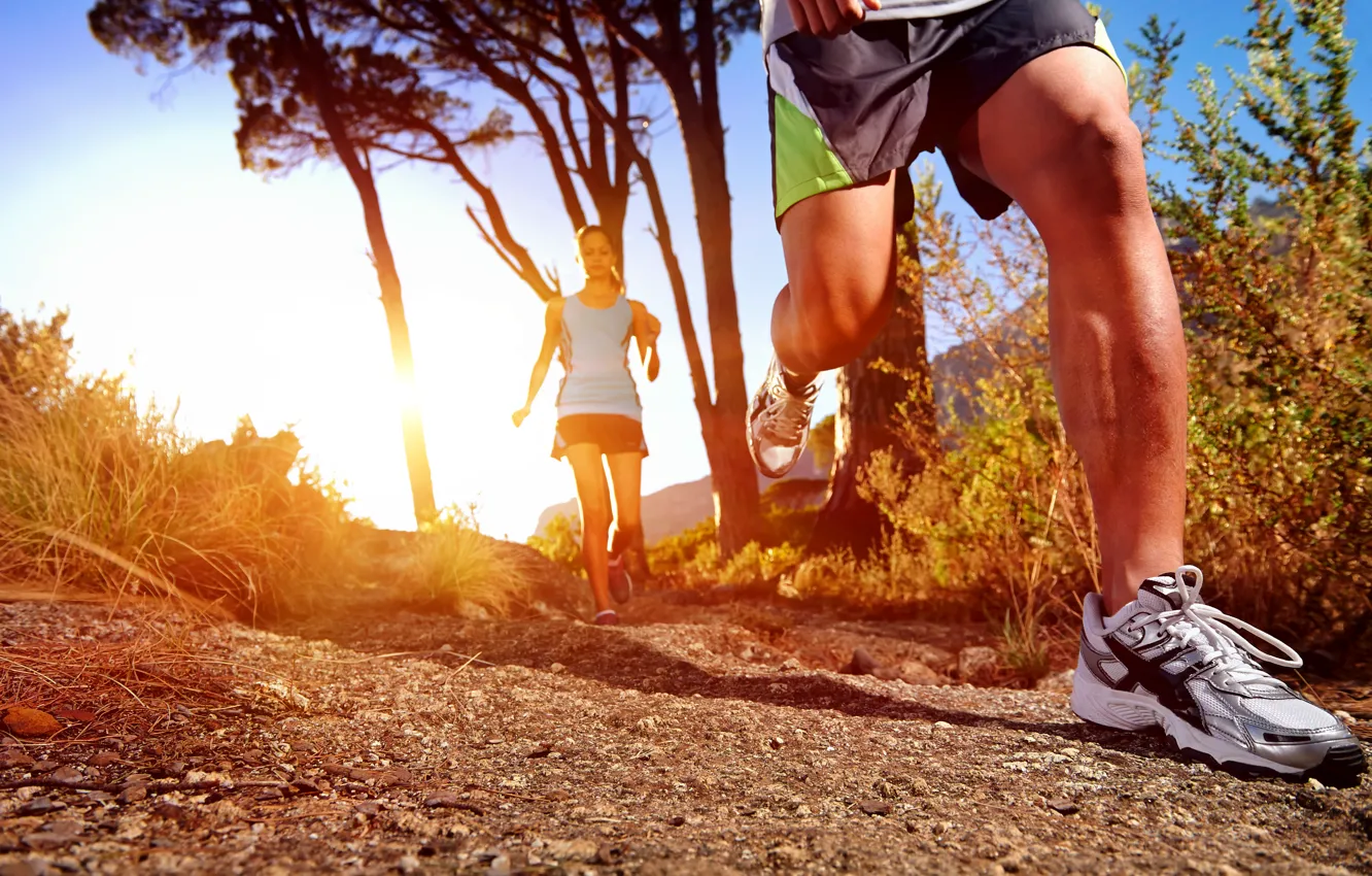 Photo wallpaper running, sports shoes, outdoor activities