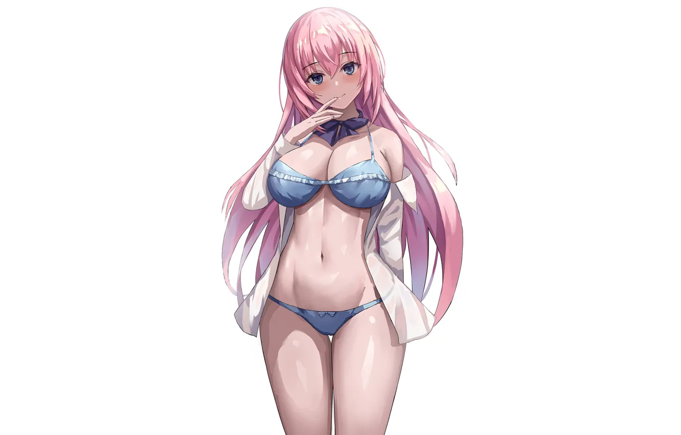 Photo wallpaper girl, hot, sexy, bra, panties, pink hair, boobs, pretty