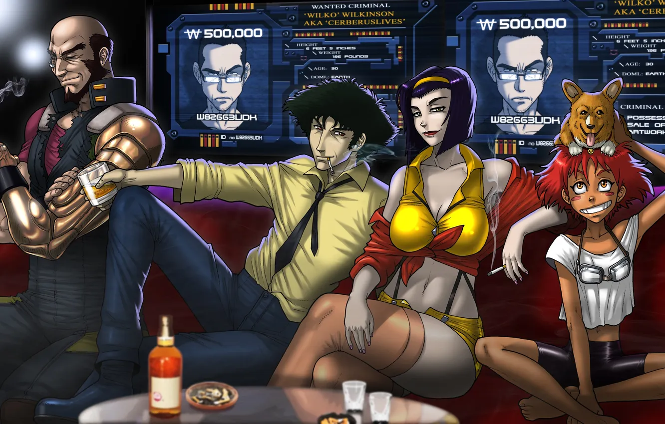 Photo wallpaper cowboy bebop, Edward, Faye Valentine, Spike Spiegel, a, jet black