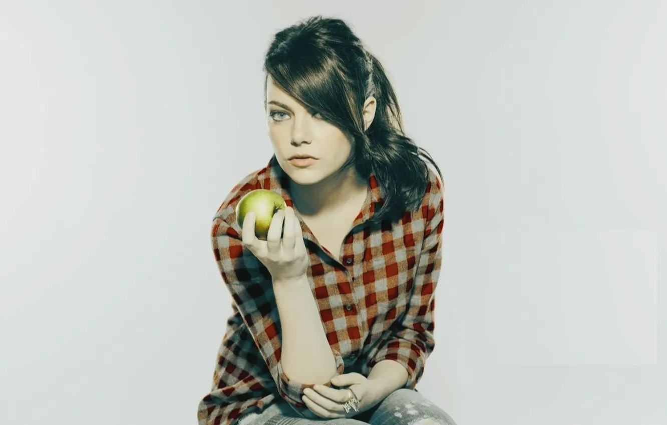 Photo wallpaper apples, shirt, Emma Stone, Emma Stone