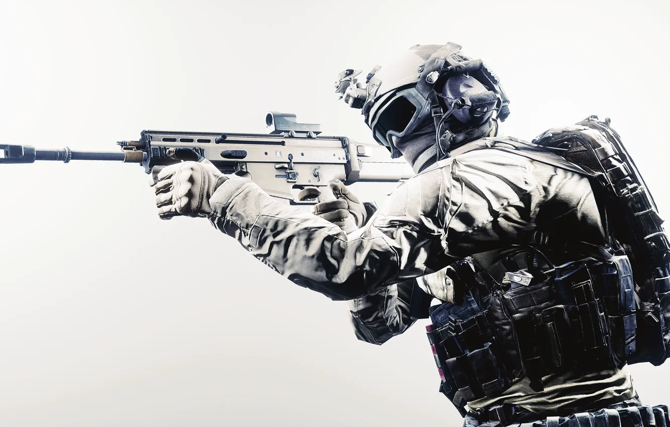 Photo wallpaper weapons, background, soldiers, equipment, Battlefield 4