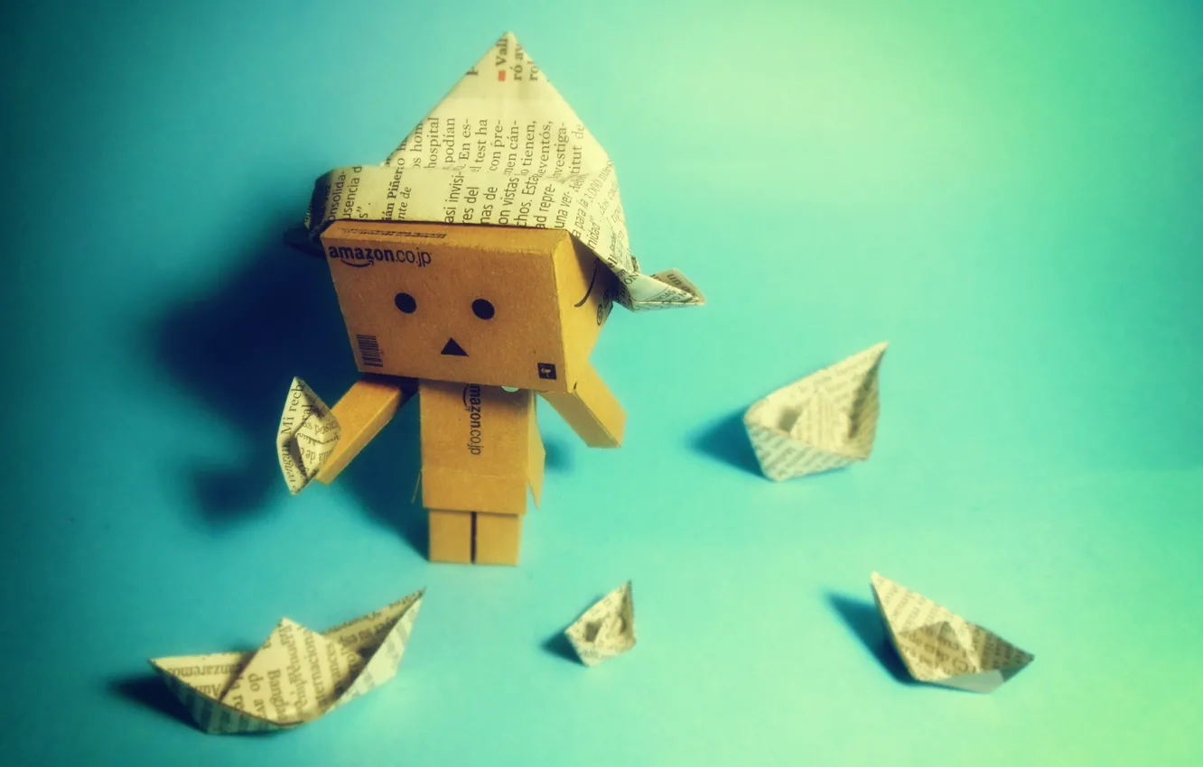 Photo wallpaper paper, box, boat, danbo