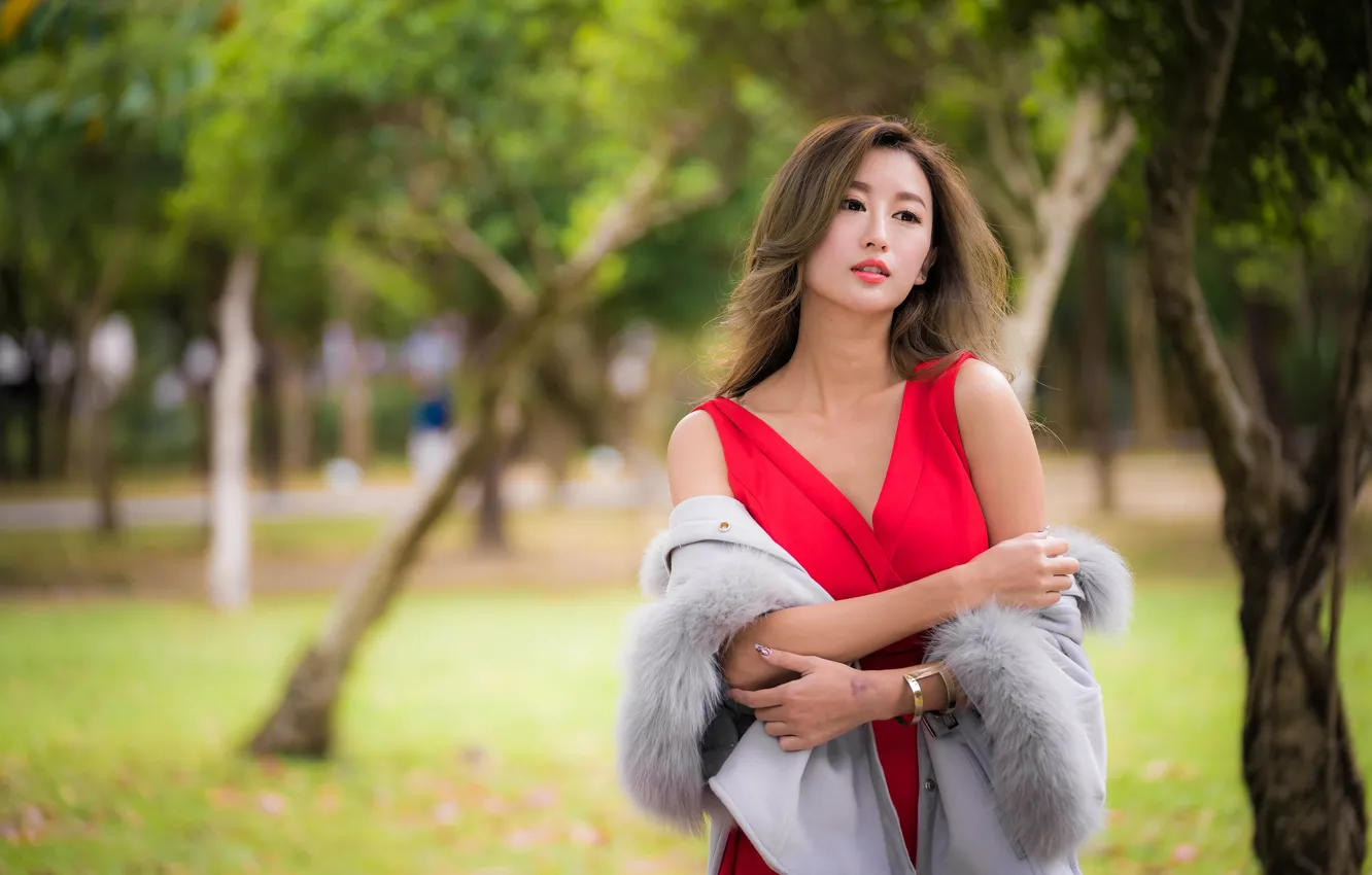 Photo wallpaper girl, face, sweetheart, dress