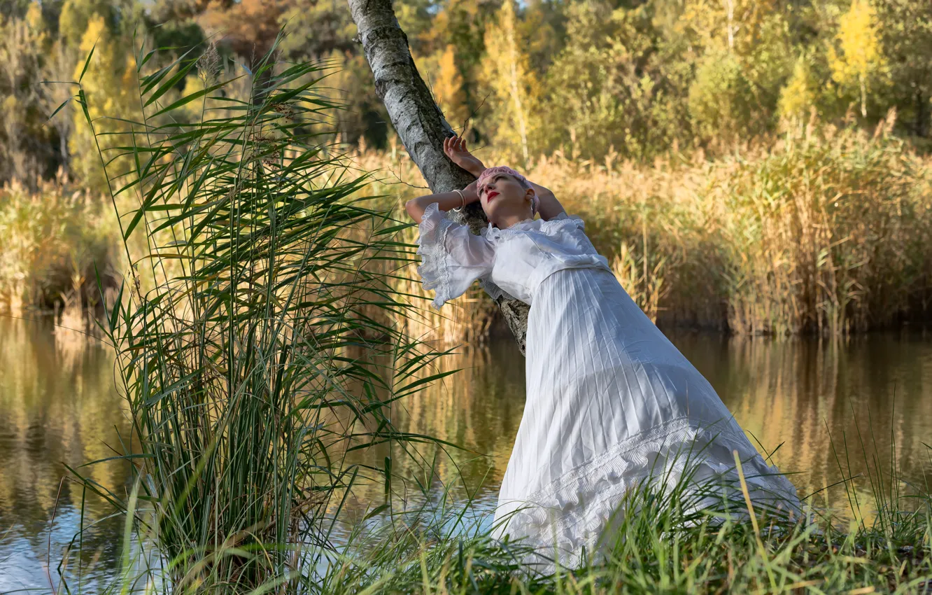 Photo wallpaper summer, girl, lake