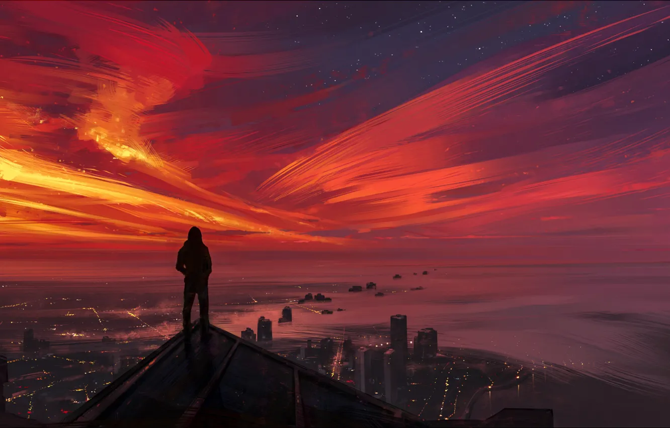 Photo wallpaper the city, figure, people, art, Aenami, by Aenami, Alena Aenam The, by Alena Aenami