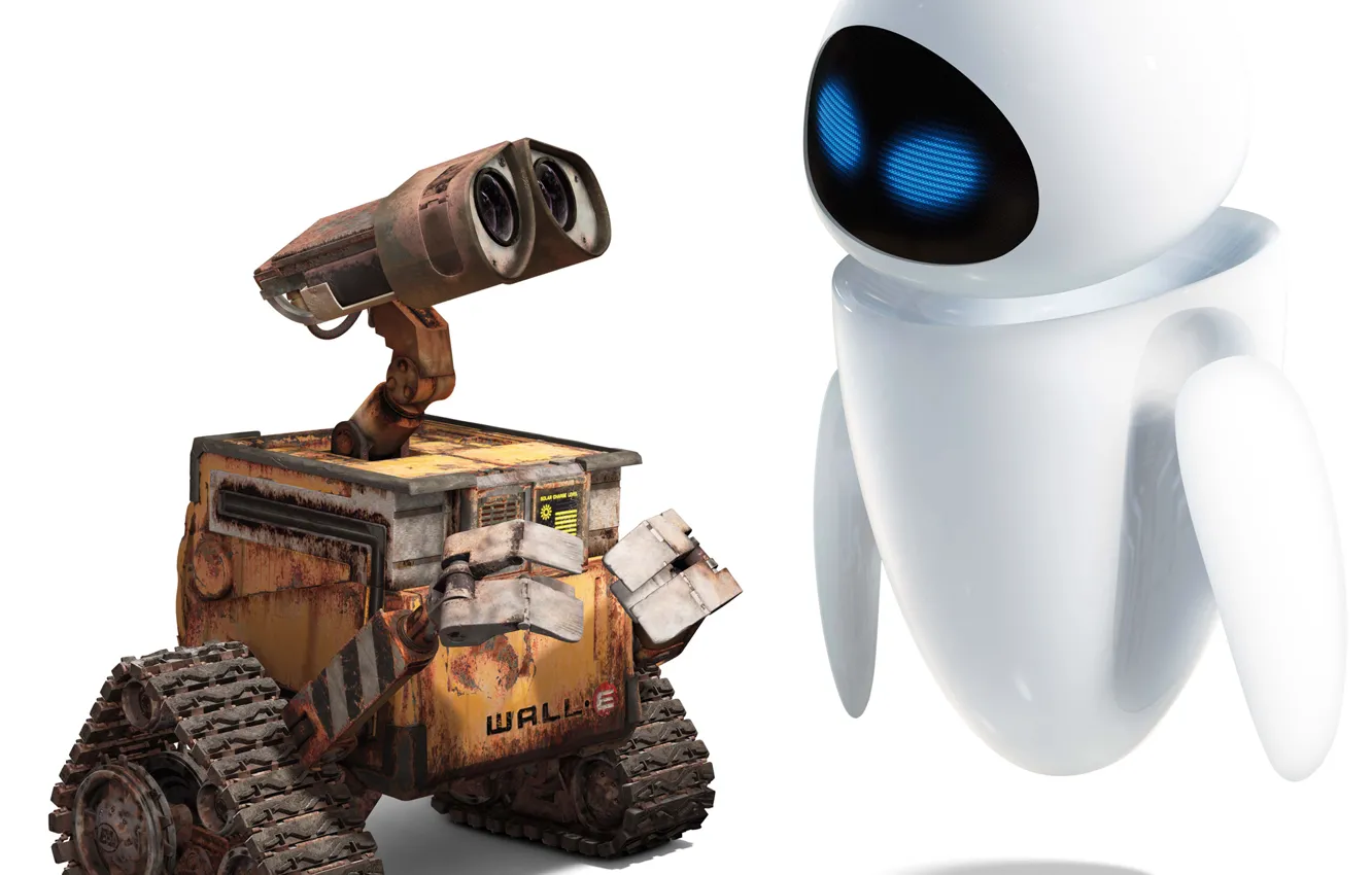 Photo wallpaper white, love, cartoon, robot, valley