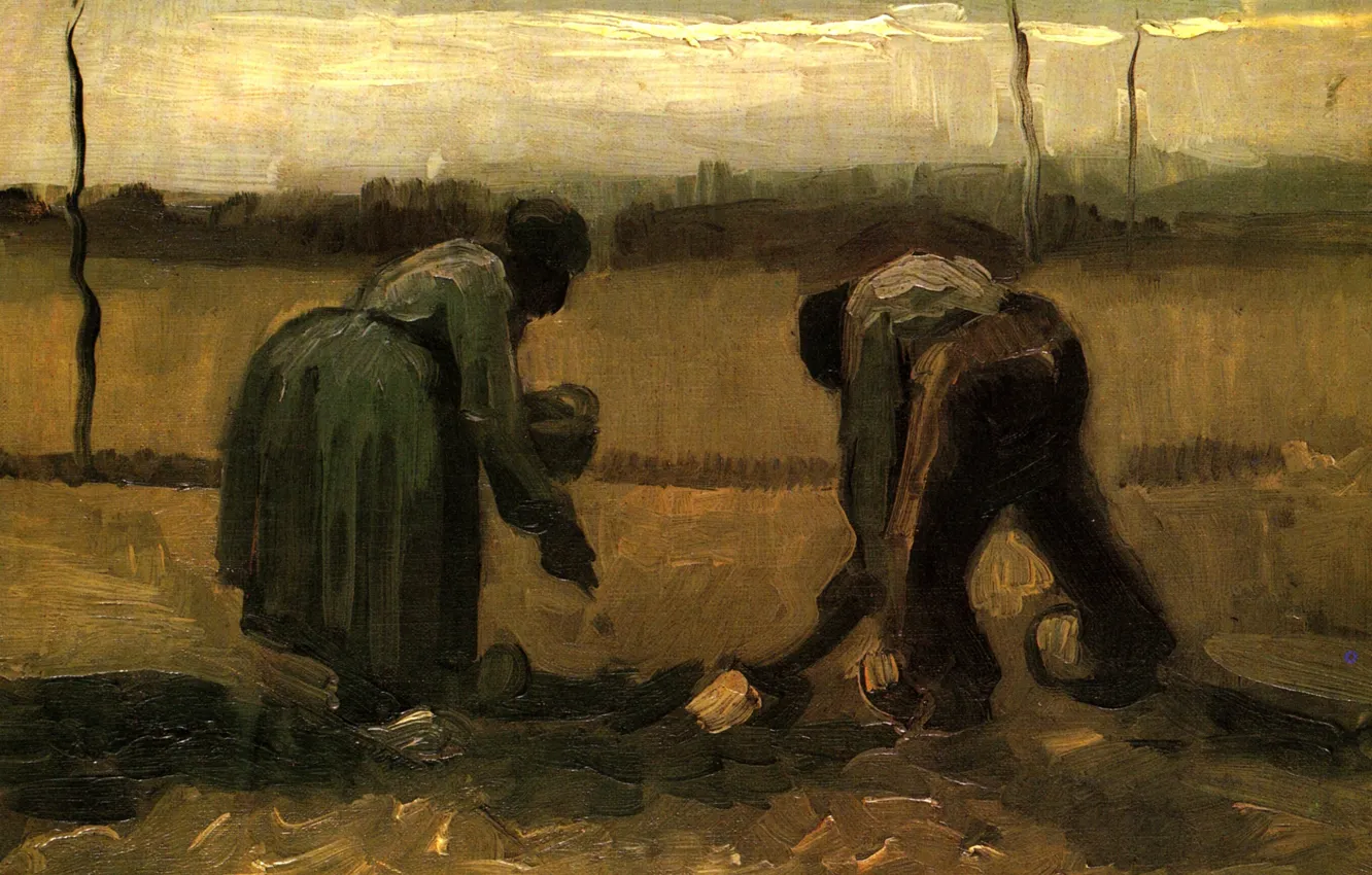 Photo wallpaper Vincent van Gogh, Woman Planting Potatoes, Peasant and Peasant