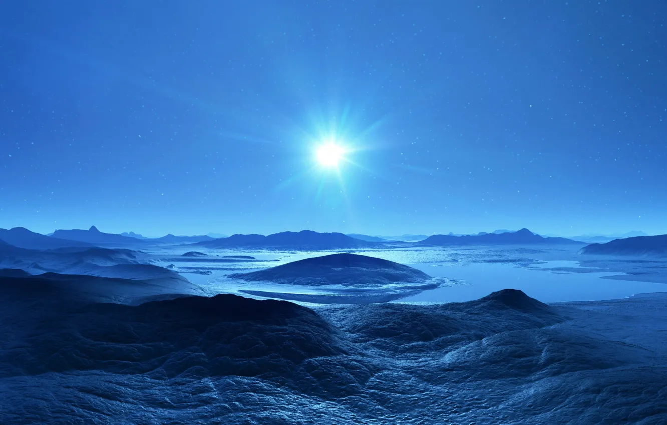 Photo wallpaper stars, light, landscape