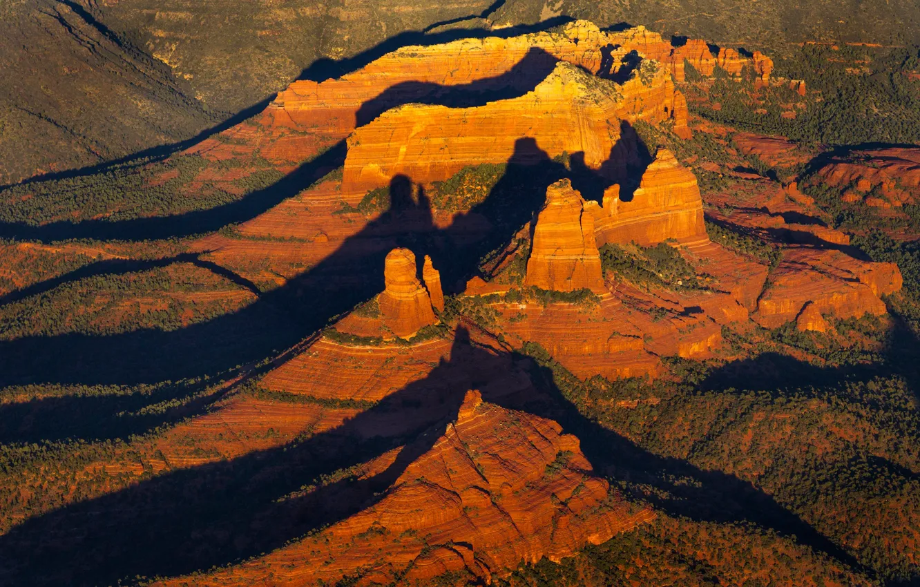 Photo wallpaper mountains, rocks, shadow, AZ, USA, Sedona