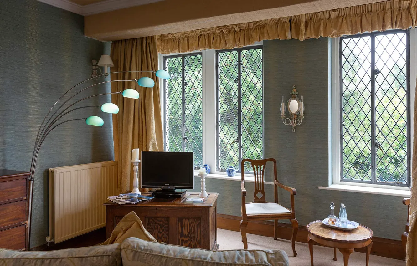 Photo wallpaper design, style, interior, UK, living room, Great Britain, Augill Castle, Middlesmoor