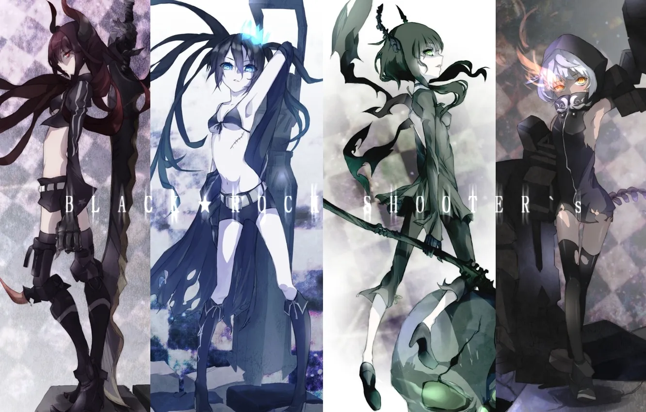 Photo wallpaper weapons, girls, skull, sword, anime, art, hood, horns